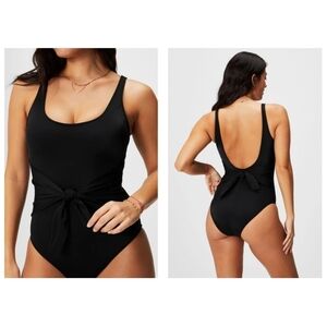 Fabletics Scoop Tie Back/Front Shaping Slimming One-Piece Swimsuit Minimalist